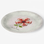 ホワイトレッドフラワー紙プレート ペーパープレート (アングル)
