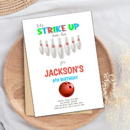 ホワイトレッドボーリング誕生日招待状 招待状