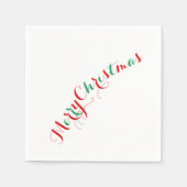 ホワイトレッドメリークリスマス紙ナプキンス スタンダードカクテルナプキン (正面)