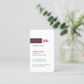 ホワイトレッドユニークブルーモノグラムコンサルタント 名刺 (スタンド正面)