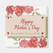 ホワイトレッドユニークロモダンーズハッピーマザーズ マグネット (正面)