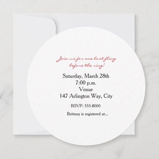 ホワイトレッドリップキスバチェロレッテ招待状 招待状 (裏面)