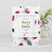 ホワイトレッドローズミニマル結婚リスト 招待状 (スタンド正面)