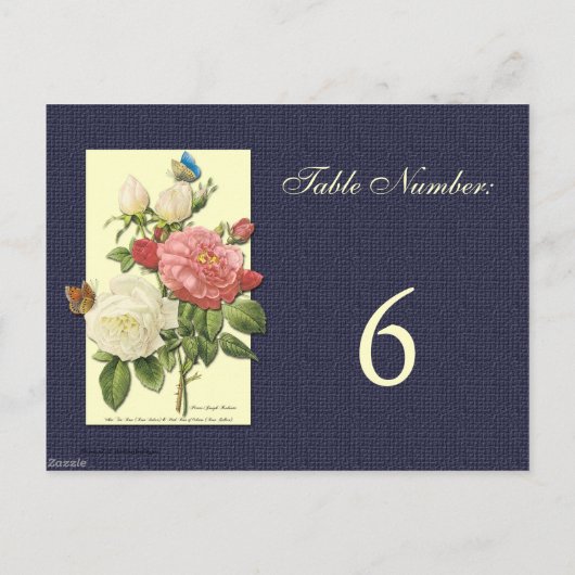 ホワイトレッドローゼテーブル番号葉書 ポストカード (裏面)
