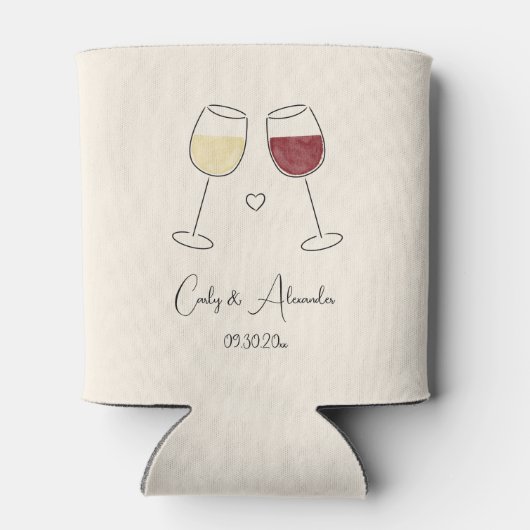 ホワイトレッドワイングラス応援結婚ズ婚約 缶クーラー (裏面)