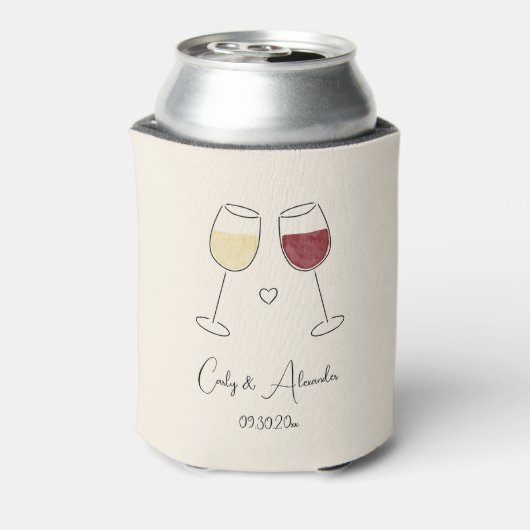 ホワイトレッドワイングラス応援結婚ズ婚約 缶クーラー (缶裏面)