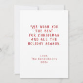 ホワイトレッドヴィンテージロッキングホースのクリスマスカード カード (裏面)