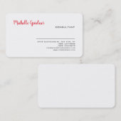 ホワイトレッド人気があるフォントプレインミニマモダンリスト 名刺 (正面/裏面)