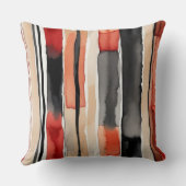 ホワイトレッド桃とブラック抽象芸術ストライプ クッション (裏面)