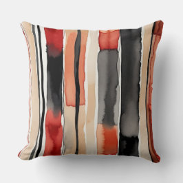 ホワイトレッド桃とブラック抽象芸術ストライプ クッション