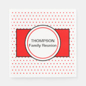 ホワイトレッド水玉模様ファミリ名懇親会 スタンダードランチョンナプキン (正面)