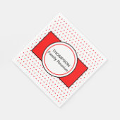 ホワイトレッド水玉模様ファミリ名懇親会 スタンダードランチョンナプキン (角)