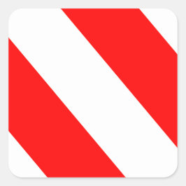 ホワイトレッド警告のストライプ スクエアシール