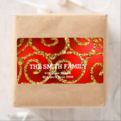 ホワイトレッド金ゴールドグリッタークリスマスホリデー ラベル (インサイチュ)