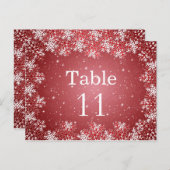 ホワイトレッド雪結婚片のテーブル番号カード ポストカード (正面/裏面)