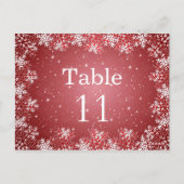 ホワイトレッド雪結婚片のテーブル番号カード ポストカード (裏面)