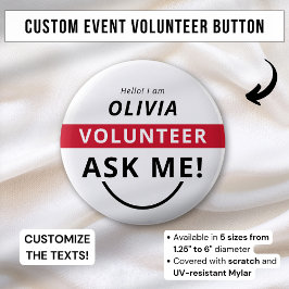 ホワイトレッド頼ミーボランティアバッジイベント名タグ 缶バッジ