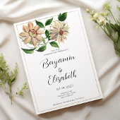 ホワイトレッド・グリーンフローラ結婚植物薬 招待状