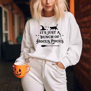 ホワイトレディースハロウィン ブラックキャット デザイン スウェットシャツ