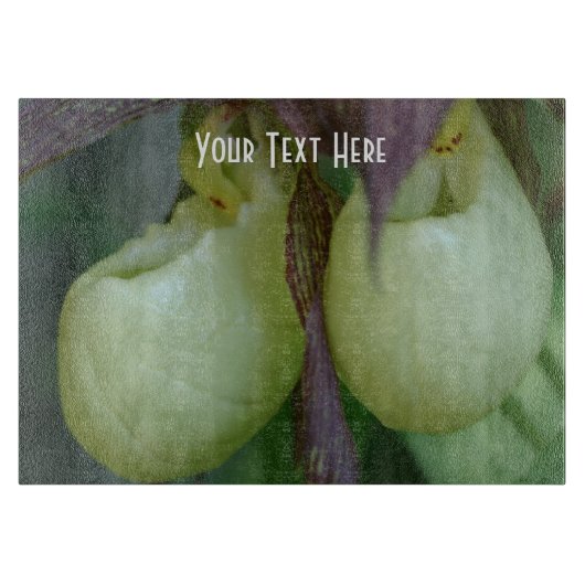 ホワイトレディースリッパオーキッドフラワー自然 カッティングボード (正面)