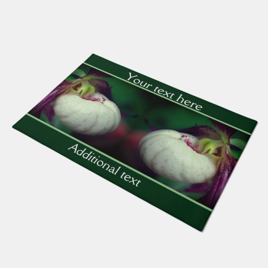 ホワイトレディースリッパーオーキッドフラワーパーソナライズされた ドアマット (アングル)