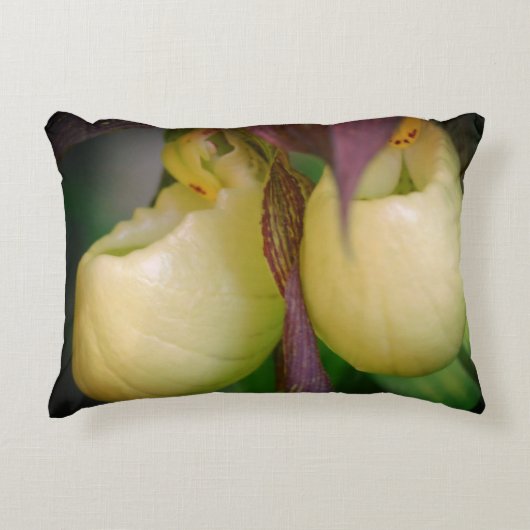 ホワイトレディースリッパーオーキッドフラワーペア アクセントクッション (正面)