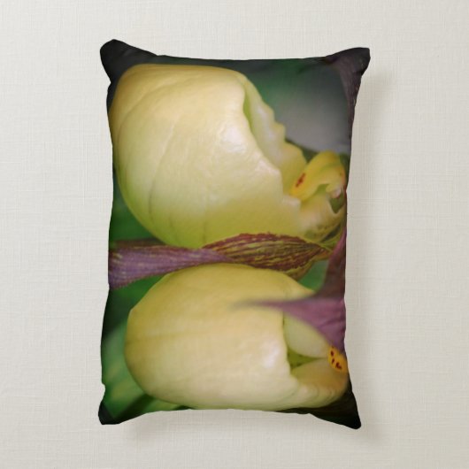 ホワイトレディースリッパーオーキッドフラワーペア アクセントクッション (裏面(縦))
