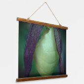 ホワイトレディ独身のースリッパーオーキッドフラワークローズアップ 吊り下げ型タペストリー (傾斜あり)