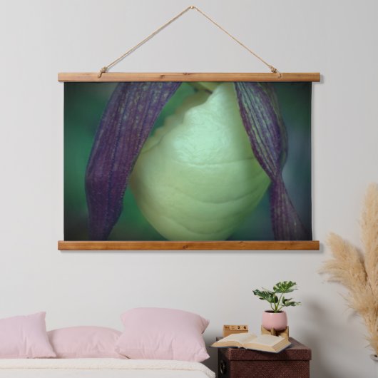 ホワイトレディ独身のースリッパーオーキッドフラワークローズアップ 吊り下げ型タペストリー (寝室)