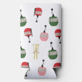 ホワイトレトロスキーリフトゴンドラウィンタースキー スリム缶クーラー (裏面)