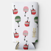 ホワイトレトロスキーリフトゴンドラウィンタースキー スリム缶クーラー (正面)