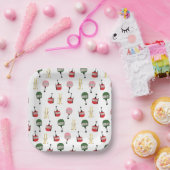 ホワイトレトロスキーリフトゴンドラウィンタースキー ペーパープレート (パーティー)