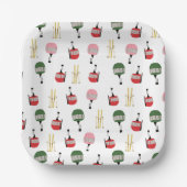 ホワイトレトロスキーリフトゴンドラウィンタースキー ペーパープレート (正面)