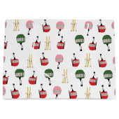 ホワイトレトロスキーリフトゴンドラウィンタースキー ラージペーパーバッグ (正面)