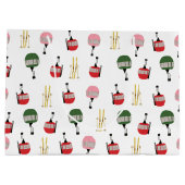 ホワイトレトロスキーリフトゴンドラウィンタースキー ラージペーパーバッグ (裏面)