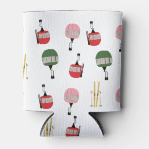 ホワイトレトロスキーリフトゴンドラウィンタースキー 缶クーラー