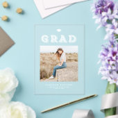 ホワイトレトロタイポグラフィ写真卒業 アクリル招待状 (インサイチュ (ウェディング))