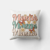 ホワイトレトロフローラバタフライママタイポグラフィ クッション (裏面)