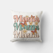 ホワイトレトロフローラバタフライママタイポグラフィ クッション (正面)