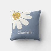 ホワイトレトロモダンデイジーフラワー名前をカスタムするアウト アウトドアクッション (正面)