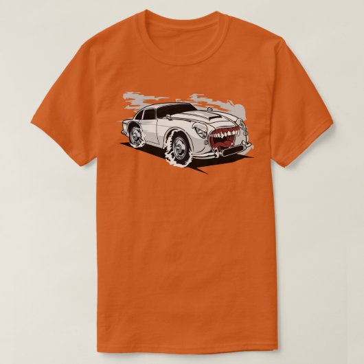 ホワイトレトロモンスターカー Tシャツ (デザイン正面)