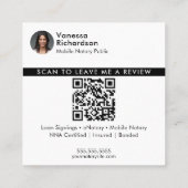 ホワイトレビュモダンーQRコード公証人写真ありがとう スクエア名刺 (裏面)