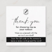 ホワイトレビュモダンーQRコード公証人写真ありがとう スクエア名刺 (正面)