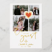 ホワイトレファンシーース赤いハート4写真Be Our Guest 箔招待状 (正面)