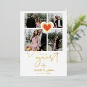 ホワイトレファンシーース赤いハート4写真Be Our Guest 箔招待状 (立ち正面)