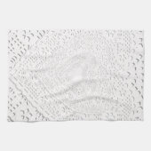 ホワイトレフェイクース生地の背景 キッチンタオル (横)