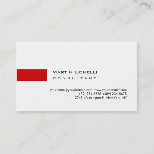 ホワイトレモダンッドシンプル・コンサルタント・ビジネス・カード 名刺 (正面)