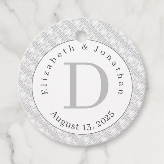 ホワイトレモノグラムのース結婚 フェイバータグ (正面)