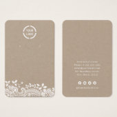 ホワイトレースとクラフトカスタムロゴのイヤリングディスプレイ (正面&裏面)