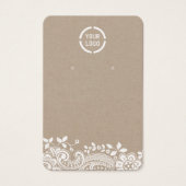 ホワイトレースとクラフトカスタムロゴのイヤリングディスプレイ (正面)